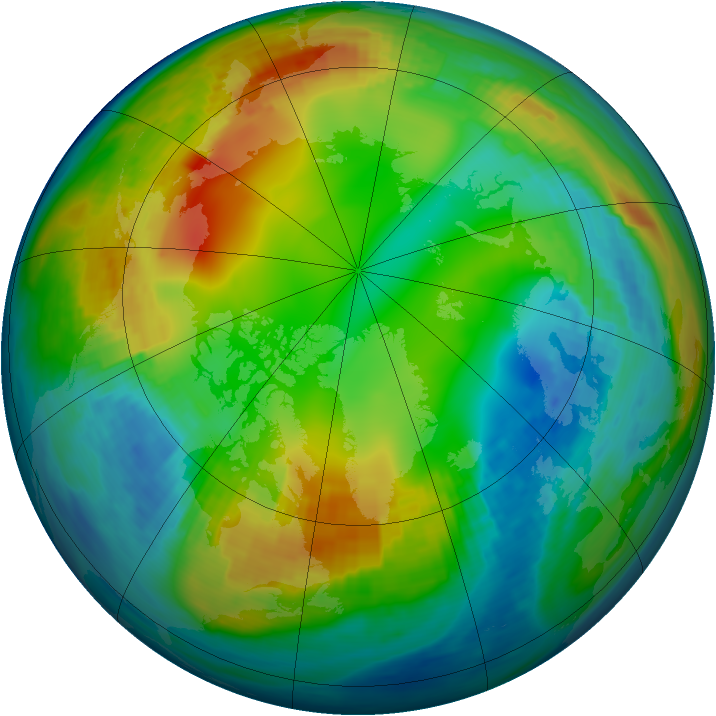 Arctic ozone map for 01 February 1993